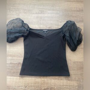 Express Puffy Sheer Sleeve Top
